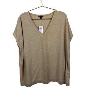 NWT J.JIll The Wearable Collection Tan Beige Short Sleeve Sweater Size XL $79